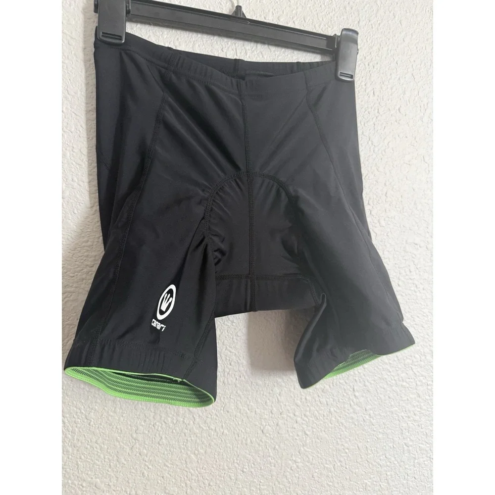 Canari Women's Gel Cycling Shorts Black Green Padded Bike Shorts Size Medium